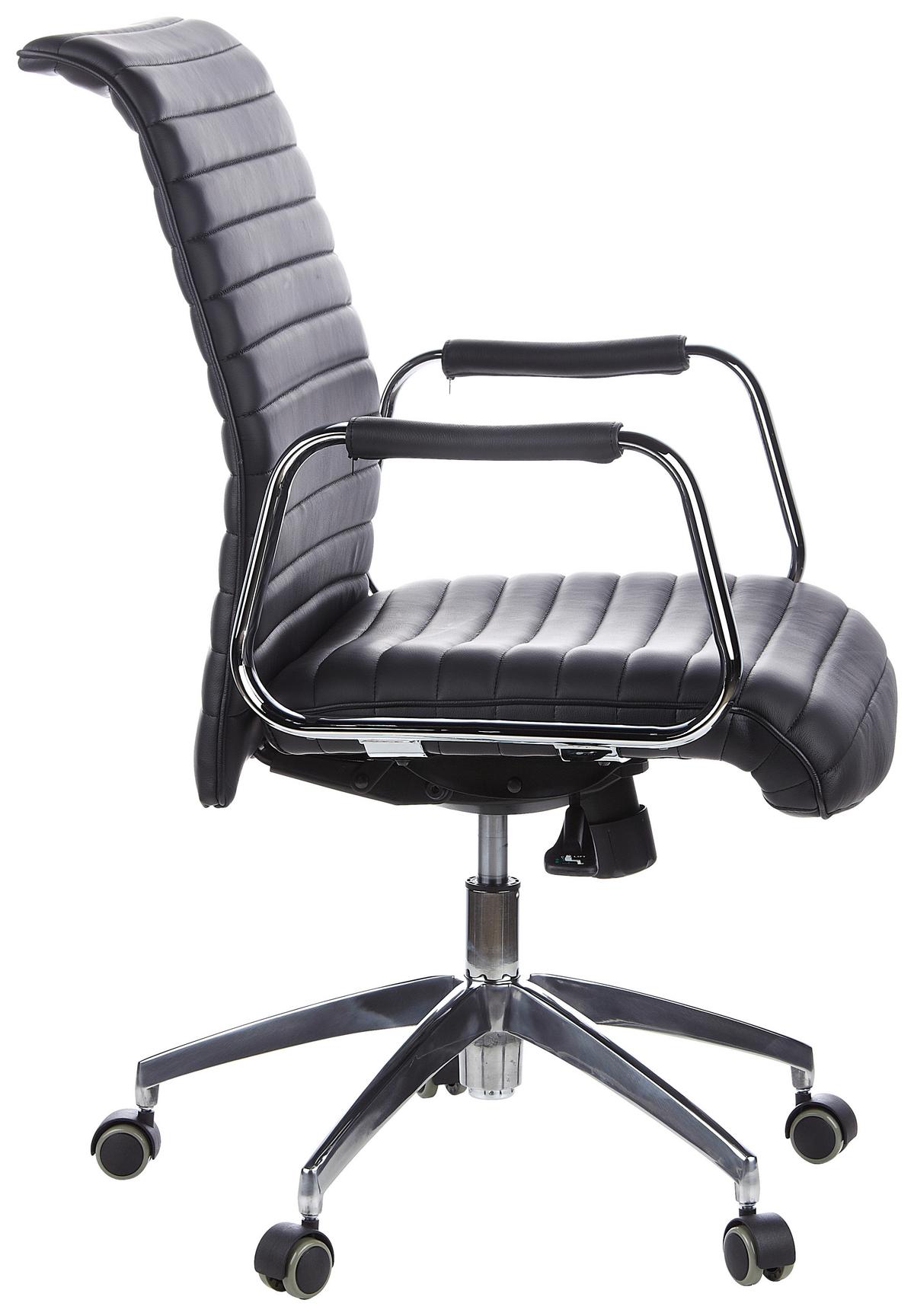 Chefsessel Aspera 10 Schwarz - Silberfarben/Schwarz, MODERN, Leder/Kunststoff (59/114/50cm) - MID.YOU