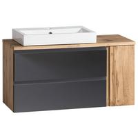 Waschbecken Mit Unterschrank Varese B:105 Cm Grau/eiche - Eiche Wotan/Grau, MODERN, Keramik/Holzwerkstoff (105cm) - Held