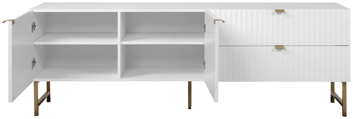 TV-Lowboard Edinburgh B: 179 cm Weiß - Goldfarben/Weiß, Design, Holzwerkstoff (179/61/41cm) - MID.YOU