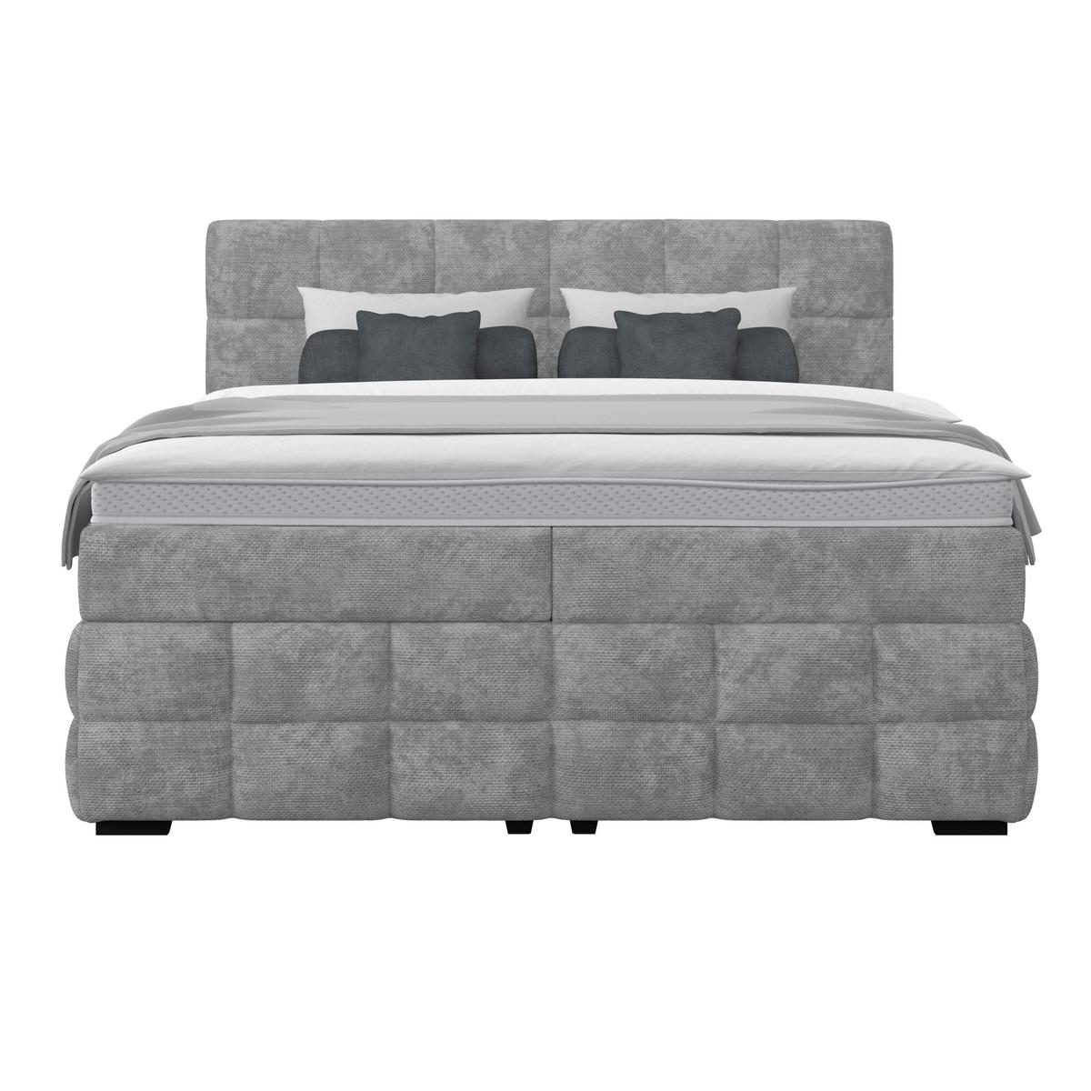 Čalouněná postel VEGA 160x200 cm, šedá - šedá/černá, Trend, dřevo/textil (160/200cm)