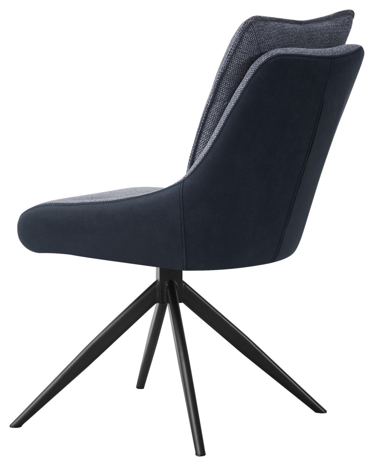 Armlehnstuhl Emilia Webstoff grau, B: 55cm - Schwarz/Grau, MODERN, Holz/Textil (55/88/65cm)
