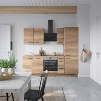 Kuchyňská linka 240 cm, dekor dub Havanna - černá/tmavý dub, Moderní, kov/kompozitní dřevo (240cm) - Nobilia