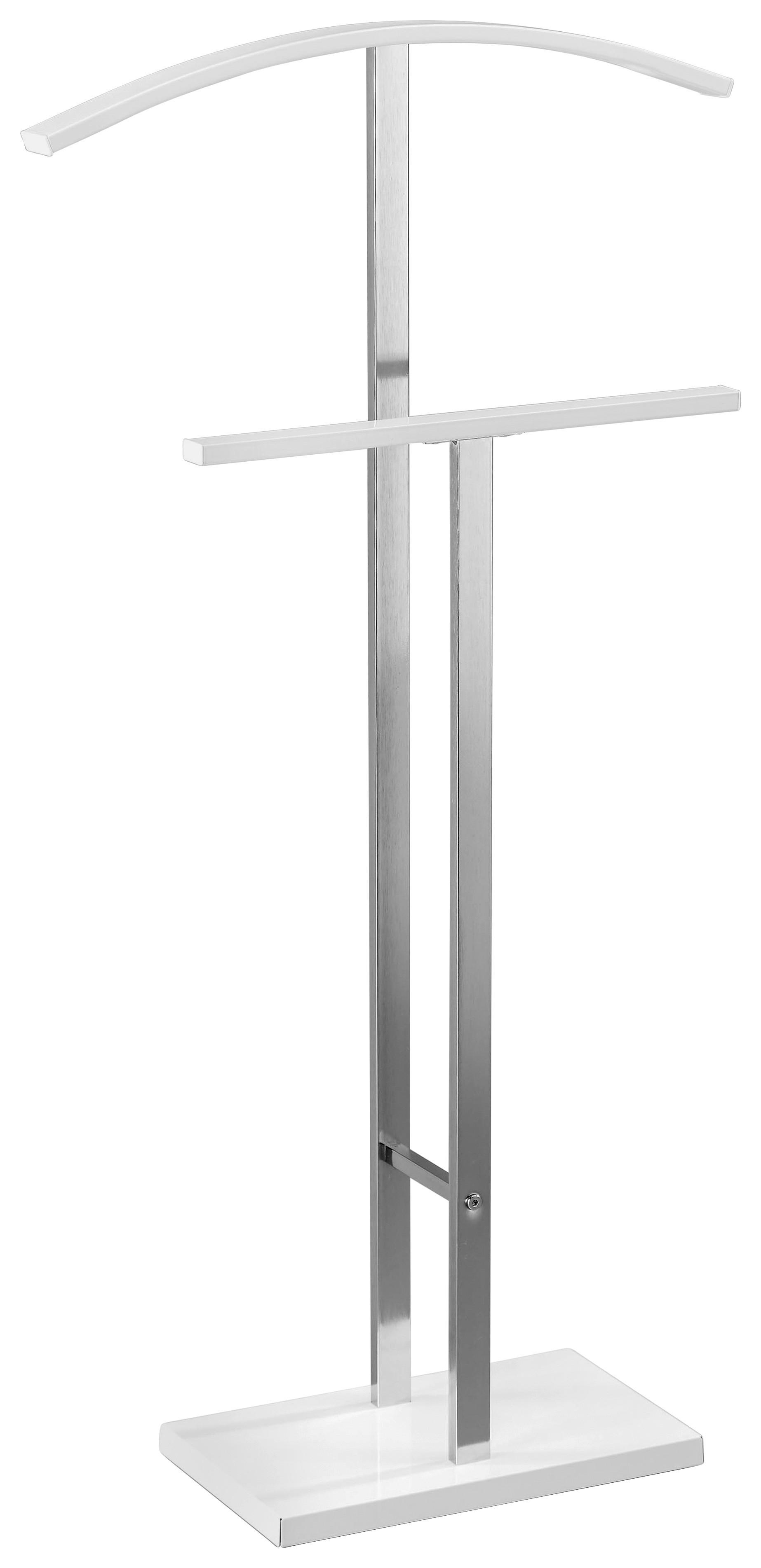 Herrendiener Helma B: 48 Cm Mit Hosenbügel Chrom/weiß - Chromfarben/Weiß, MODERN, Metall (48/100/20cm)