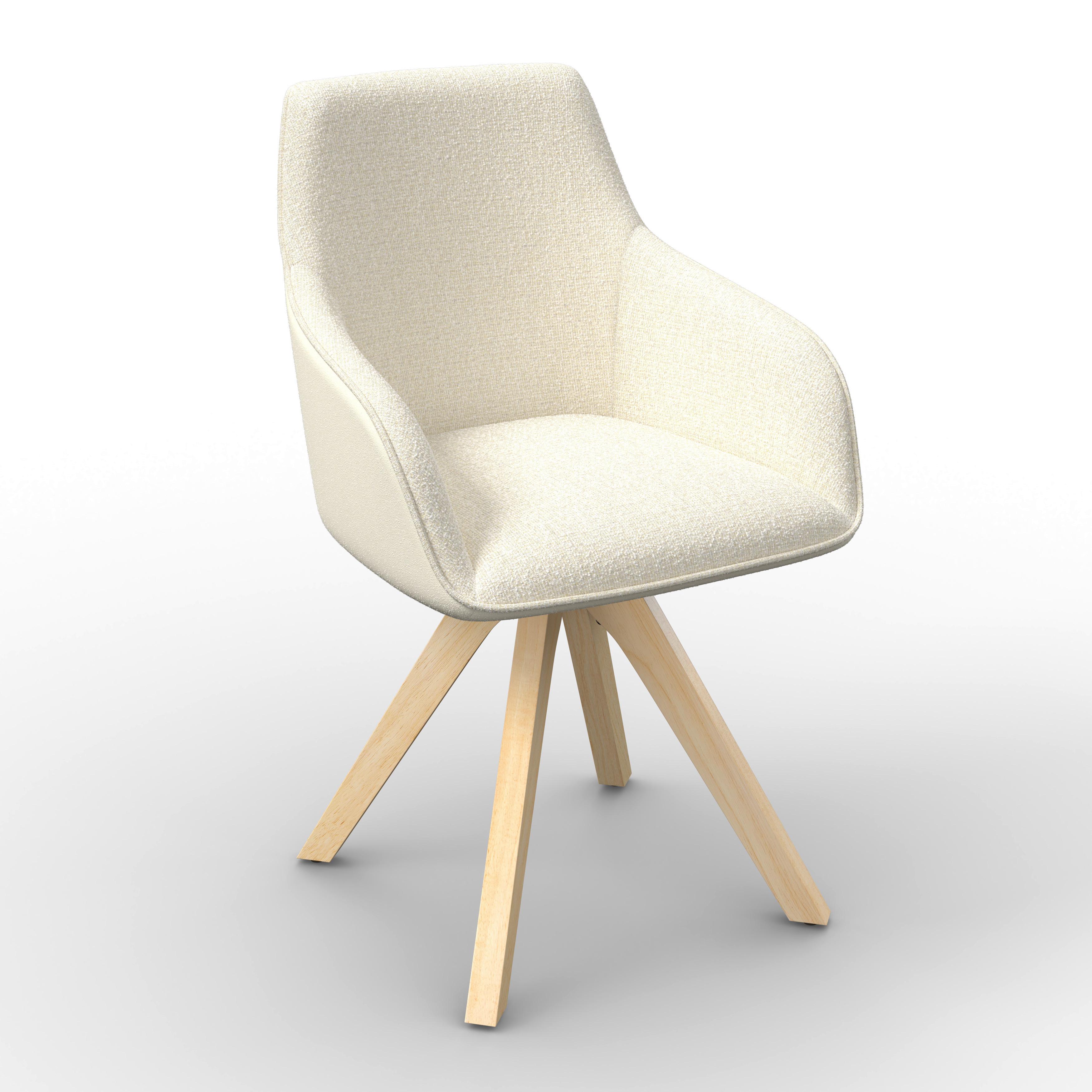 STOLIČKA S PODRÚČKAMI SERENA - krémová/farba duba, Modern, drevo/textil (62/86/65cm) - Bessagi Home