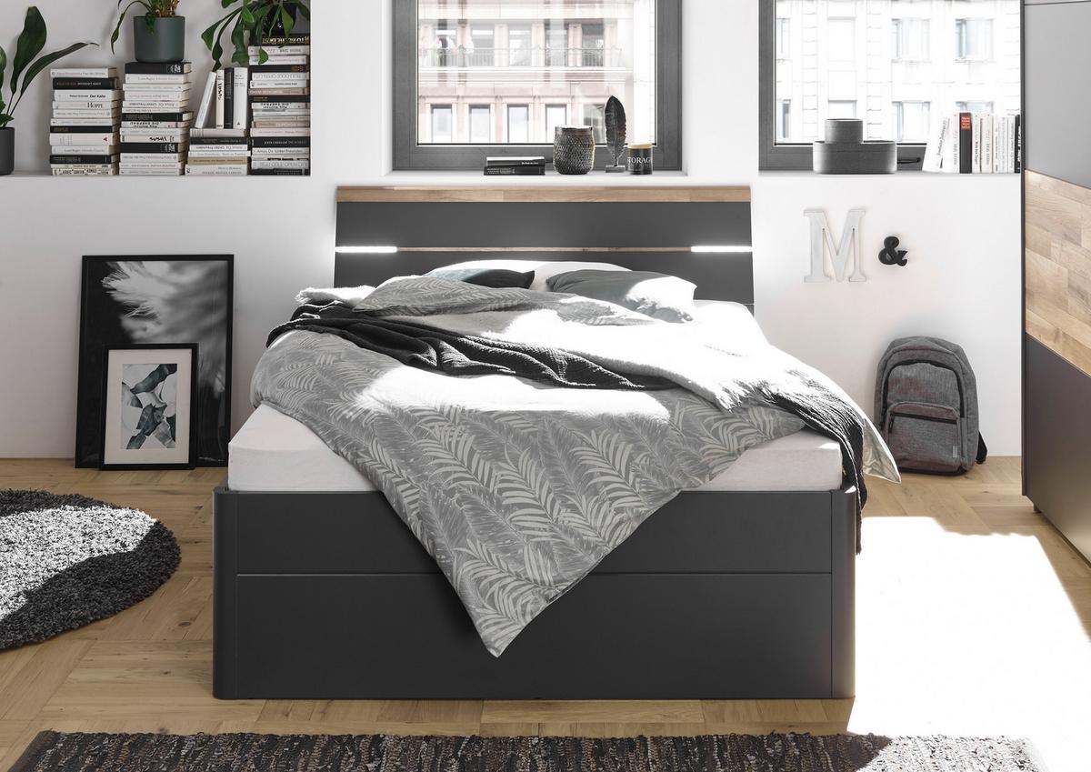 Ágykeret Mars 160/200 Cm - grafitszürke/tölgyfa színű, Konventionell, faalapú anyag (160/200cm) - MID.YOU