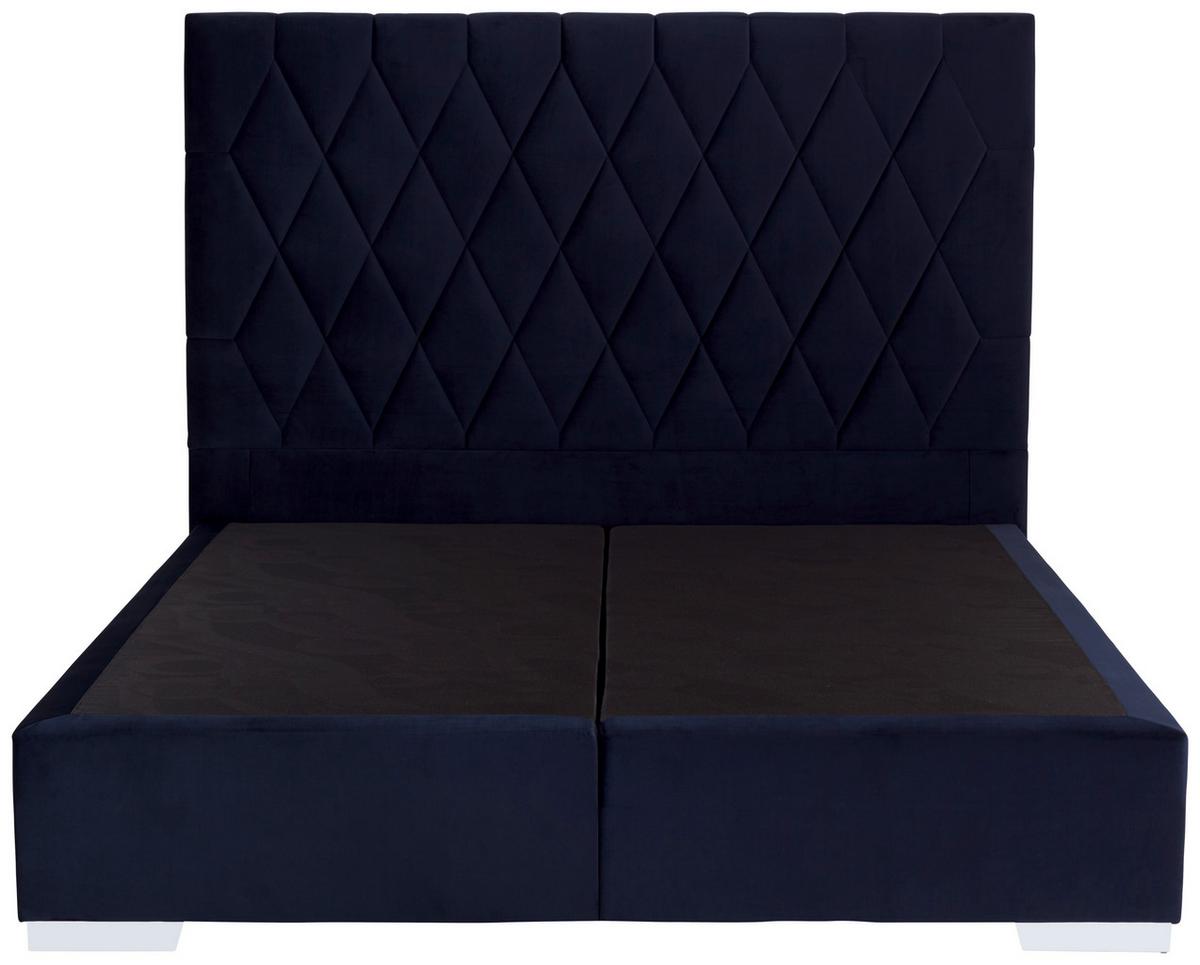 Boxspringbett 160x200cm Paula 1 - Chromfarben/Dunkelblau, MODERN, Textil (160/200cm)