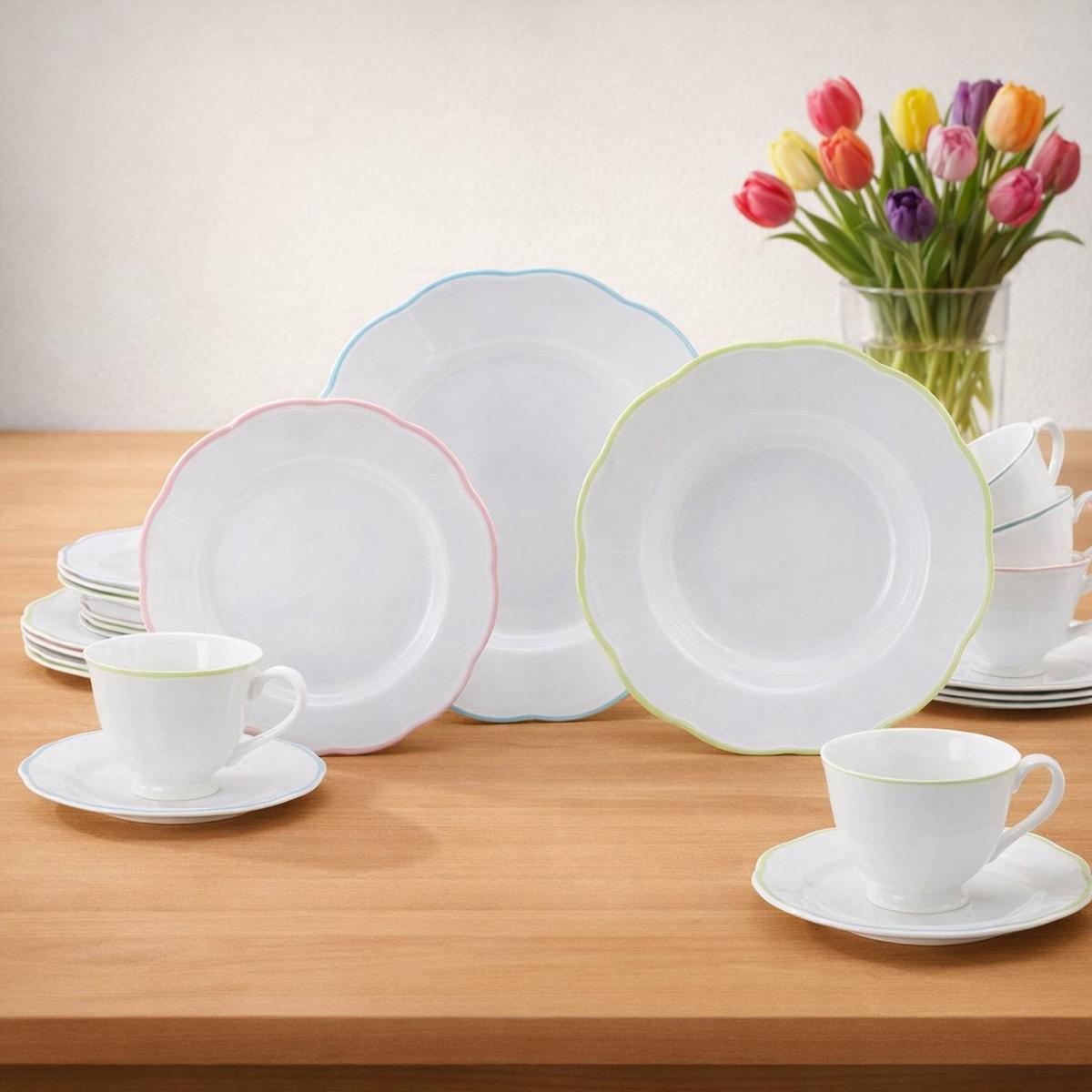 Kombiservice 20-Teilig. Steingut, multicolor - Hellrosa/Lila, Basics, Keramik - Creatable