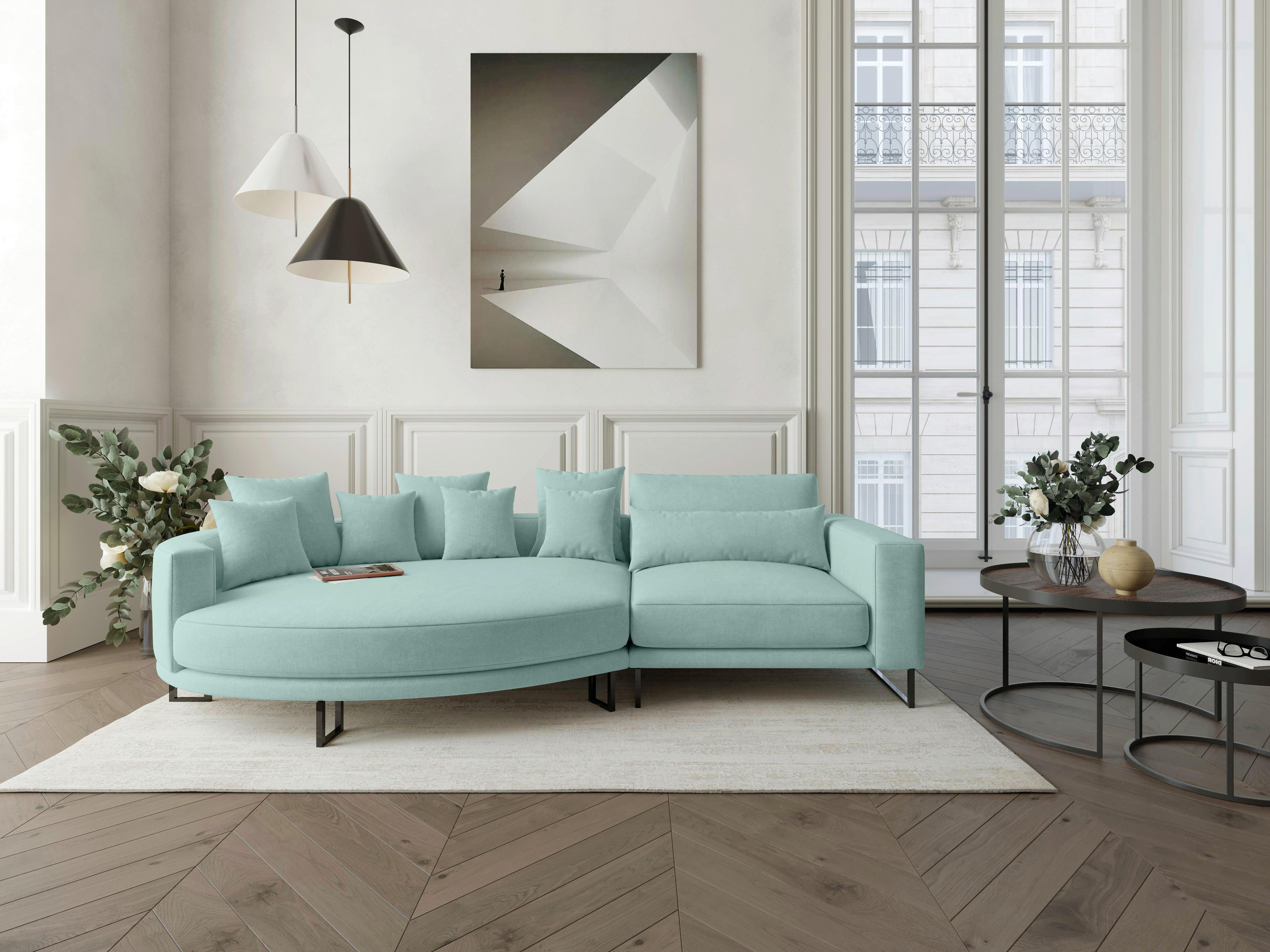 Bigsofa Natalia Türkis S: 150x283 cm - Türkis/Schwarz, Design, Textil (150/283cm) - Livetastic