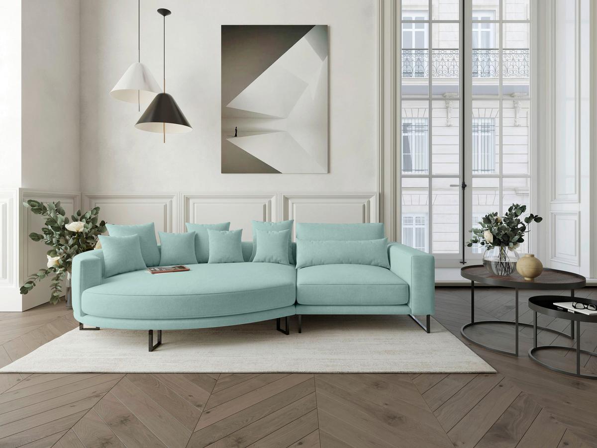 Bigsofa Natalia Türkis S: 150x283 Cm - Türkis/Schwarz, Design, Textil (150/283cm) - Livetastic