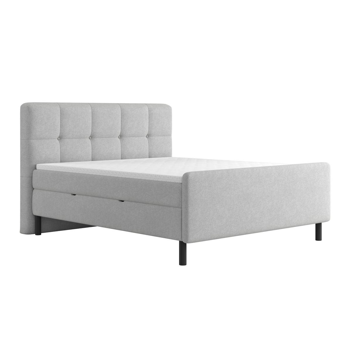 Posteľ boxspring MARBELLA 180x200, svetlosivá - čierna/svetlosivá, Modern, kov/drevo (180/200cm) - Bessagi Home