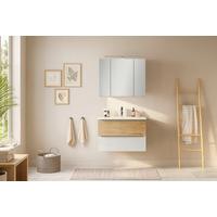 BADEZIMMER Verona Weiß/Wildeiche B: 80cm - Wildeiche/Weiß, Trend, Glas/Holzwerkstoff (80/200/47cm) - Held