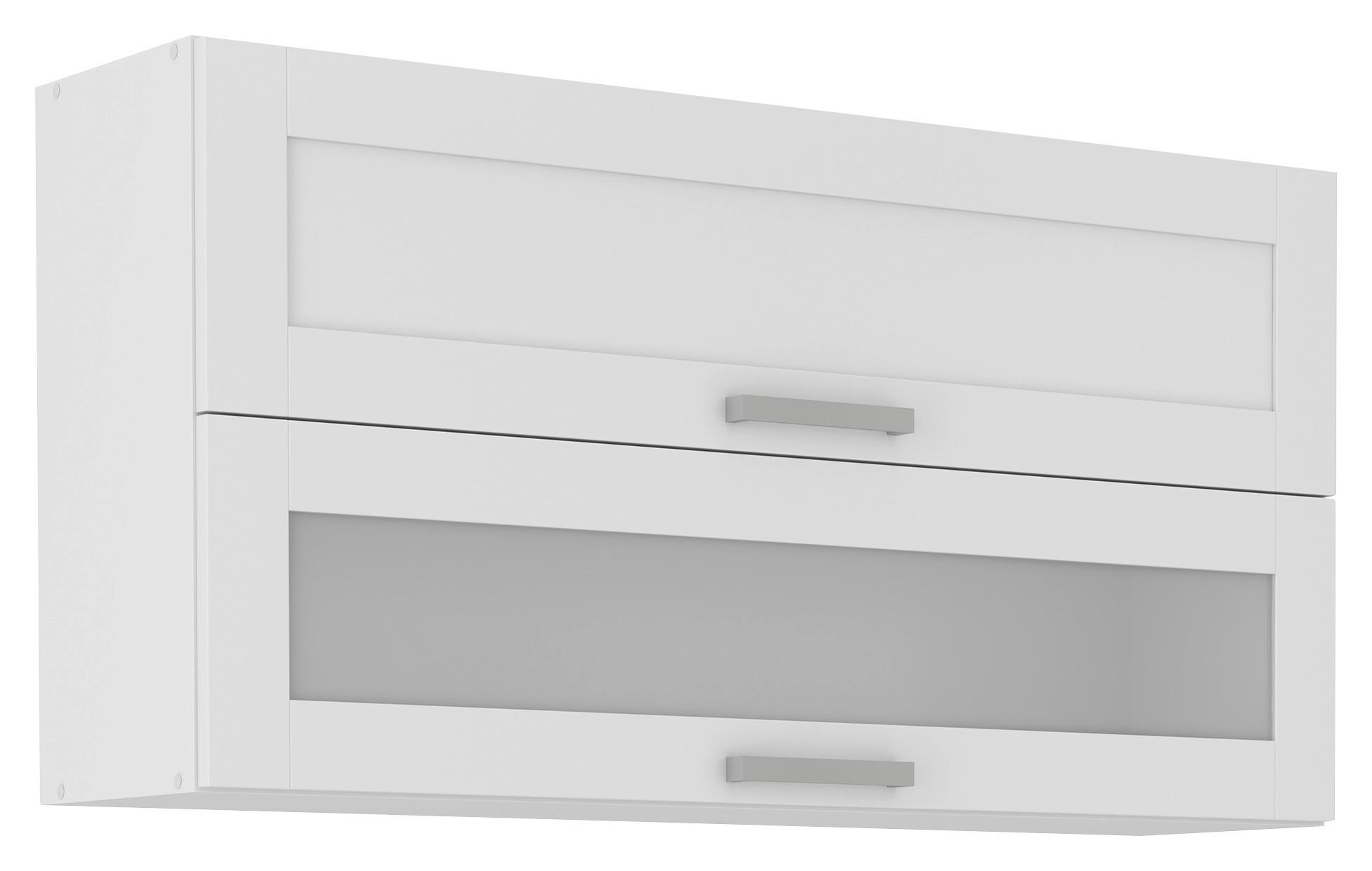 Küchenoberschrank Luisa B: 110 cm Weiß 2 Klappen mit Glas