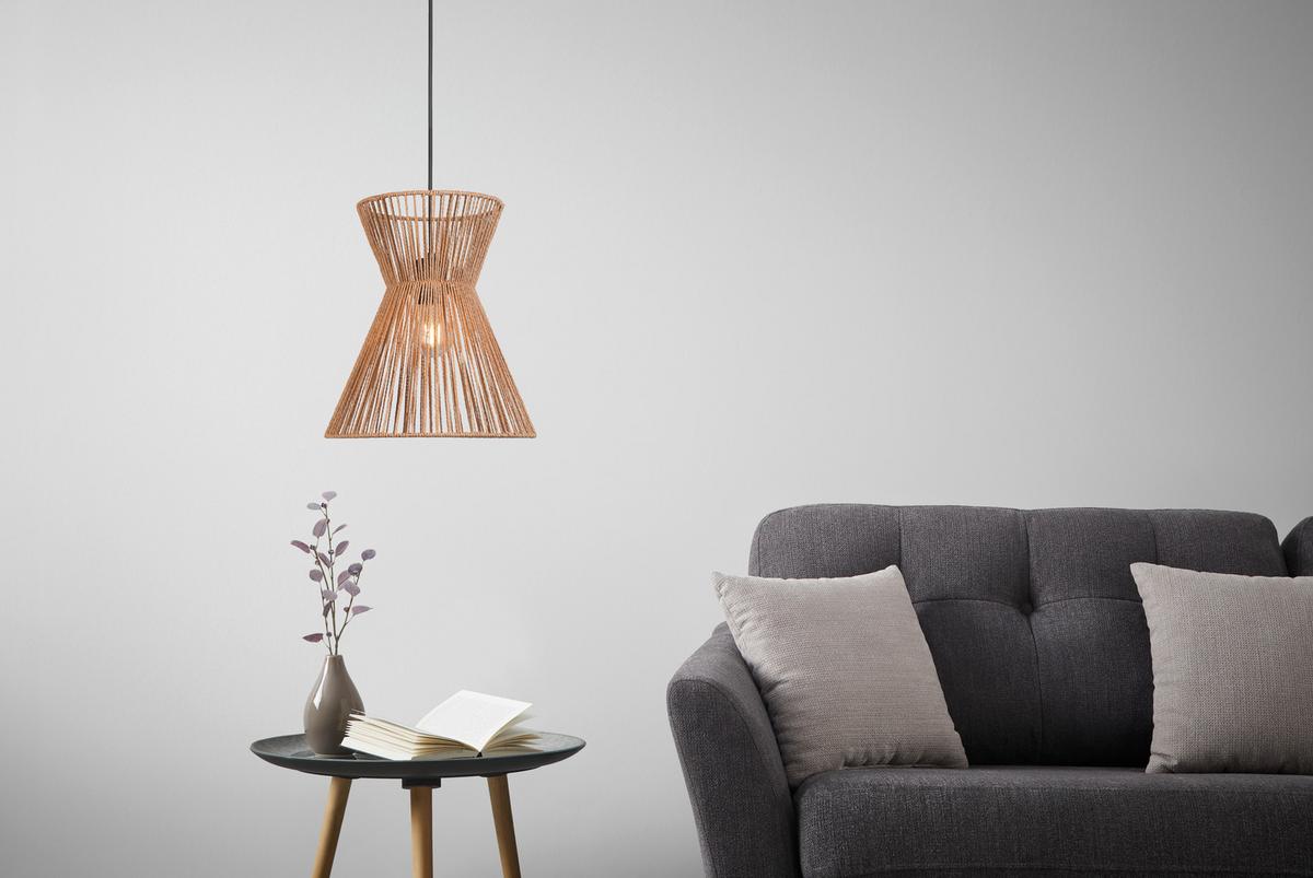 Závěsné svítidlo Naturm - černá/přírodní barvy, Konvenční, kov/papír (30/120cm) - Mömax