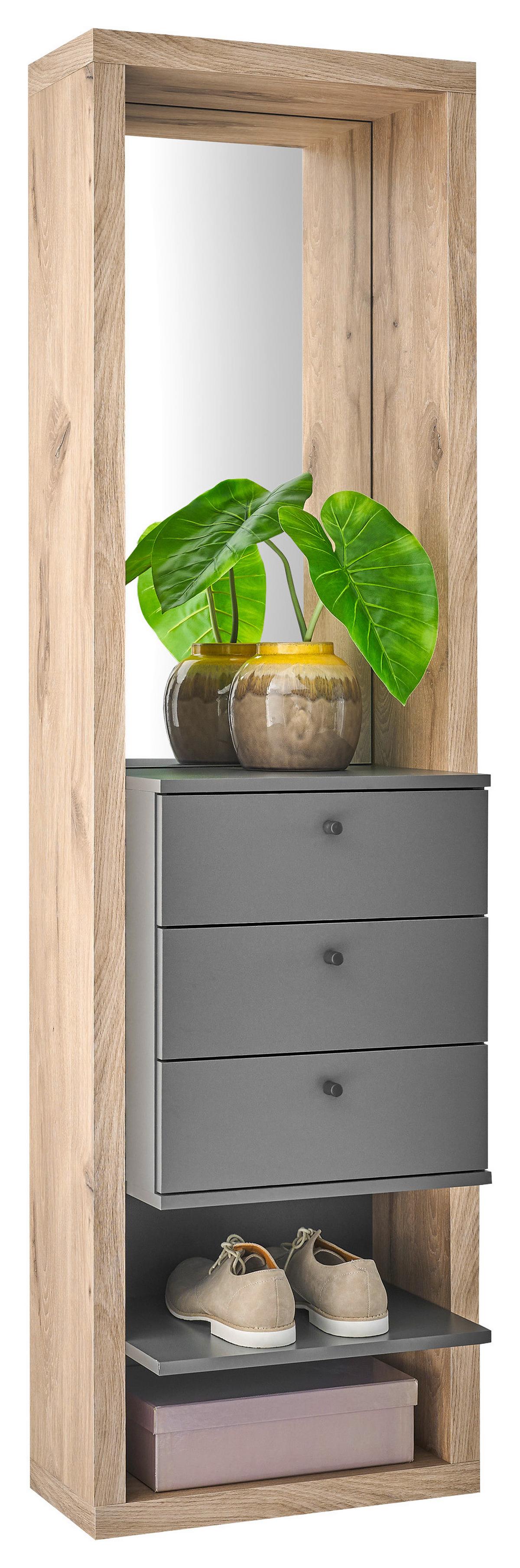 ŠATNA FRAME - barvy dubu/antracitová, Basics, kompozitní dřevo/sklo (51/178/35cm) - Carryhome