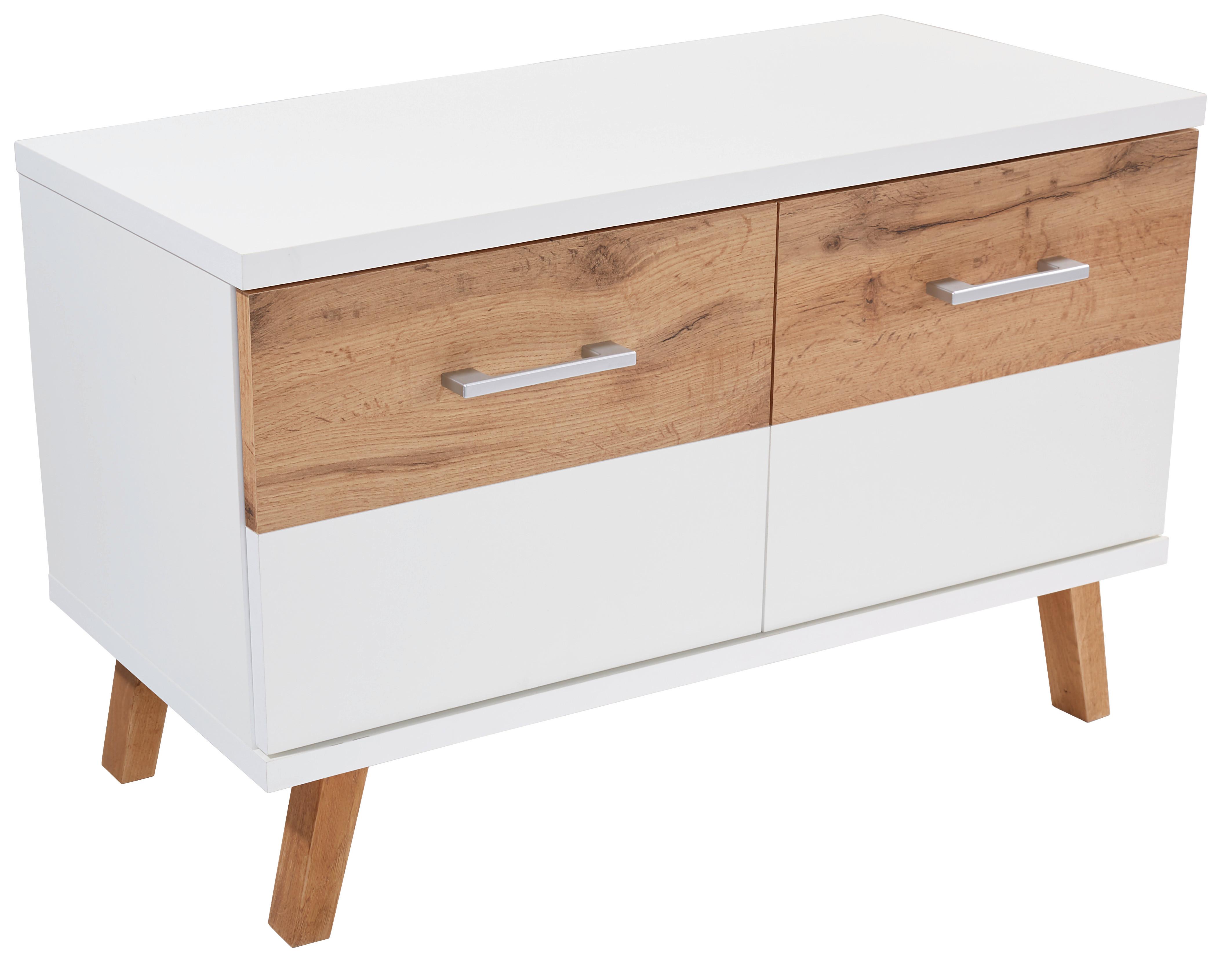 Šatní Lavice Rivoli - bílá/barvy dubu, Moderní, kompozitní dřevo/plast (85/50/35,5cm)