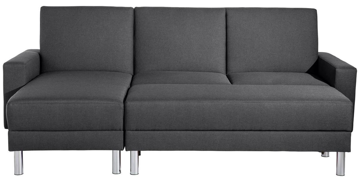 Ecksofa mit Schlaffunktion Just Fashion Graphitfarben - Chromfarben/Graphitfarben, KONVENTIONELL, Textil (152/230cm) - Max Winzer