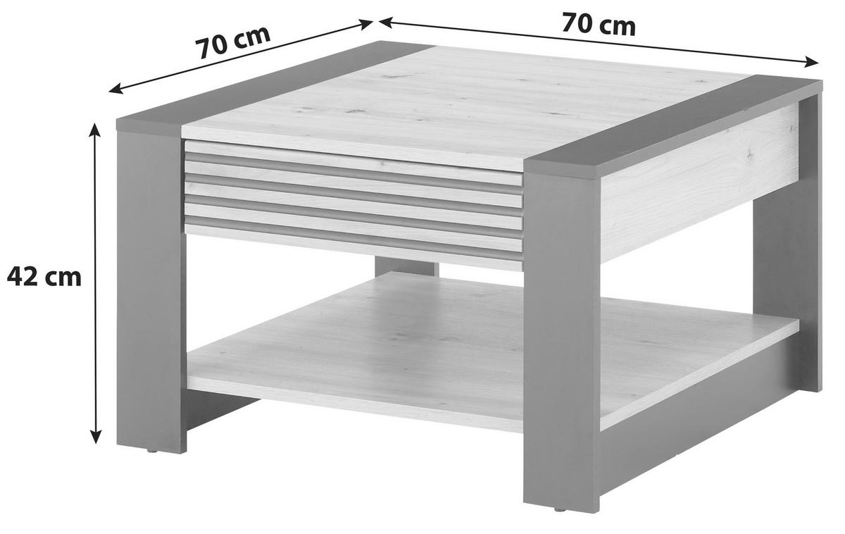 Couchtisch + Lade Feli Eiche Artisan Dekor - Schwarz/Eiche Artisan, Design, Holzwerkstoff (70/42/70cm) - Livetastic