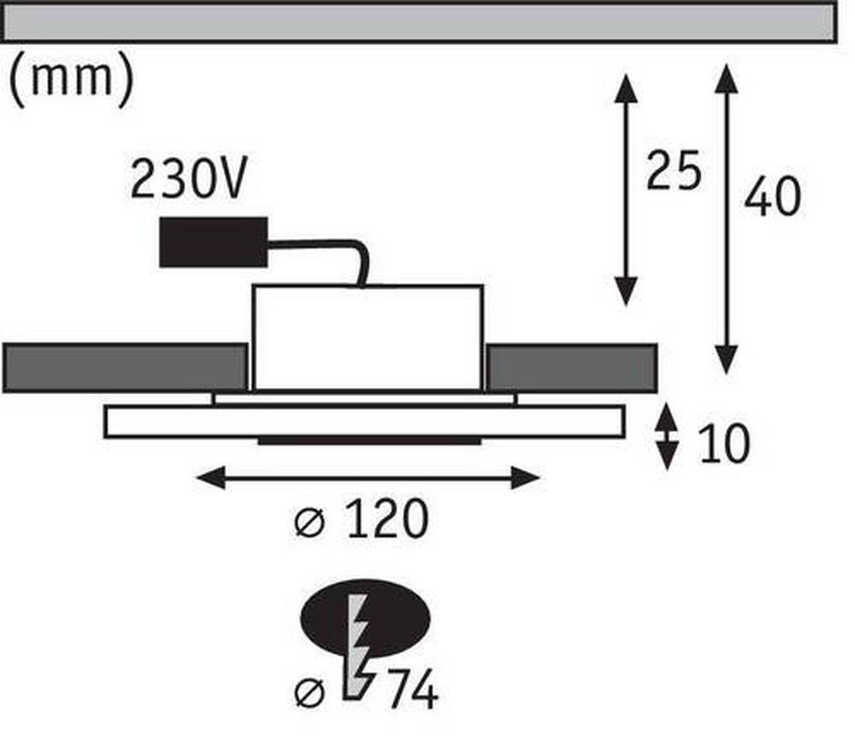 Led-deckenleuchte 3er-set Ø 12 Cm, 1-Flammig, Rund - Basics, Metall (12cm) - Paulmann