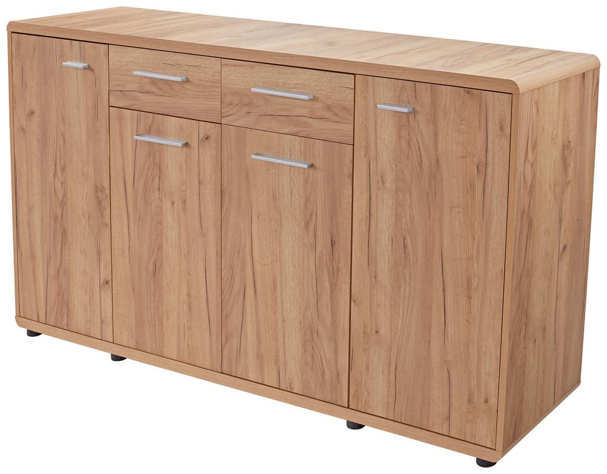 KOMODA FONTANA - barvy dubu/černá, Moderní, kompozitní dřevo/plast (174/87/40cm)