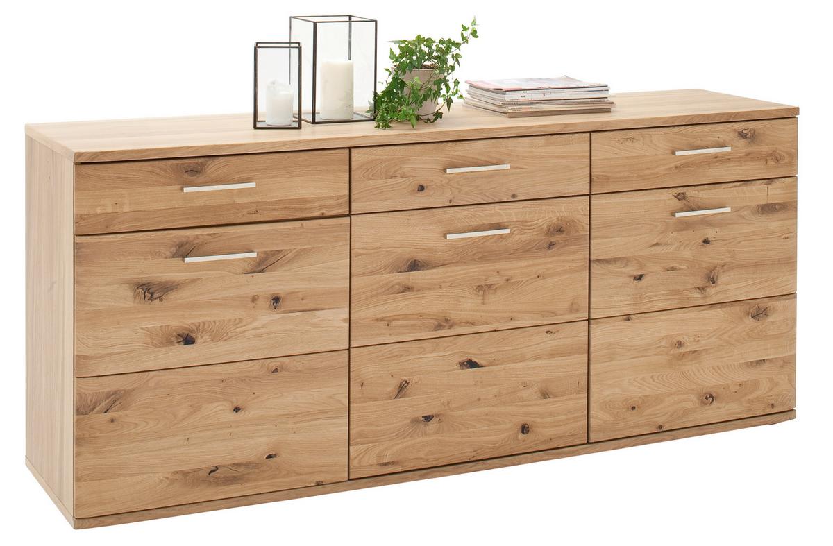 Sideboard Santori Eiche Teilmassiv - Eichefarben/Schwarz, Design, Holz/Holzwerkstoff (180/78/44cm) - Livetastic