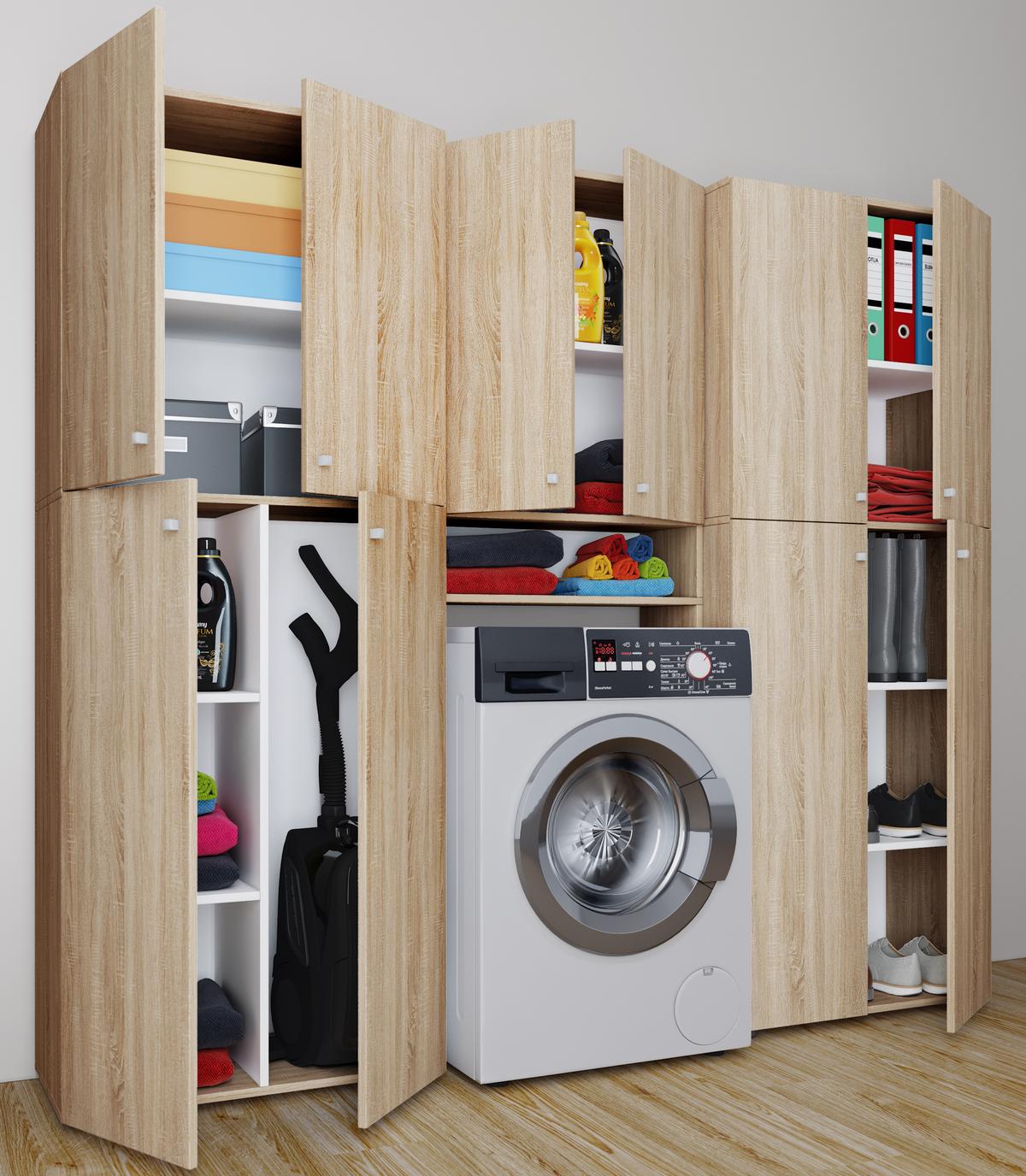 Mehrzweckschrank Lona Eiche Dekor Bxh 70x182 Cm - Eichefarben/Weiß, KONVENTIONELL, Holzwerkstoff (70/182/37cm) - MID.YOU