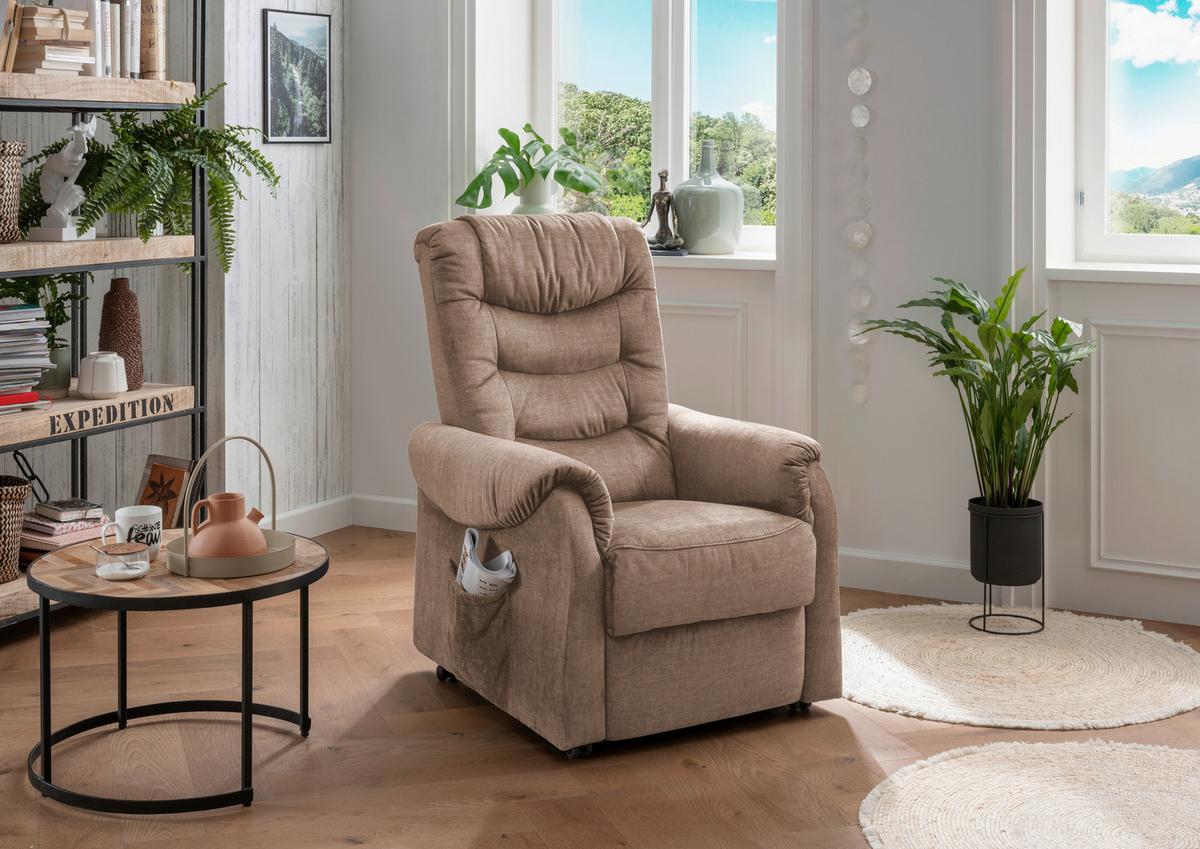 Fernsehsessel Nino Hellbraun B: 78 cm - Hellbraun/Schwarz, Design, Textil (78/107/93cm) - Livetastic