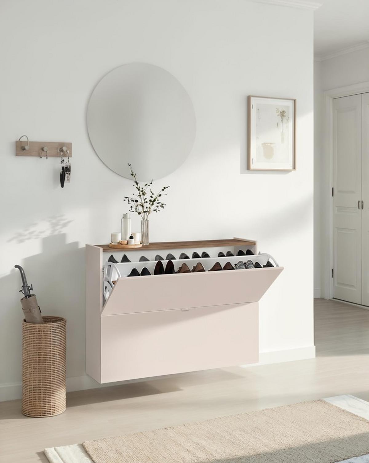 Schuhkipper Rainbow Eichefarben/kaschmir B:104 Cm - Kaschmir/Eichefarben, Design, Holzwerkstoff (104/77/29cm) - MID.YOU