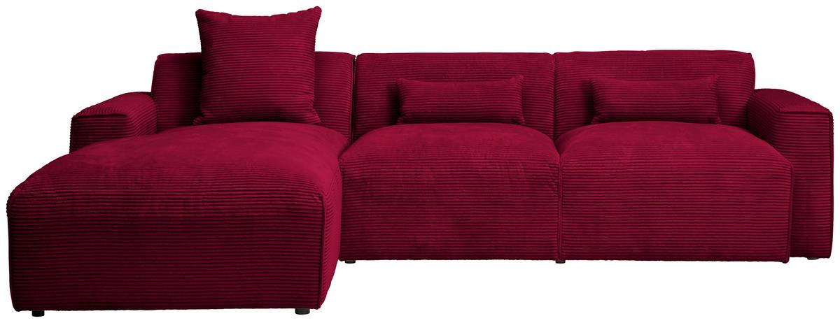 Ecksofa Pearl - Rot/Schwarz, Design, Textil (196/303cm) - Livetastic