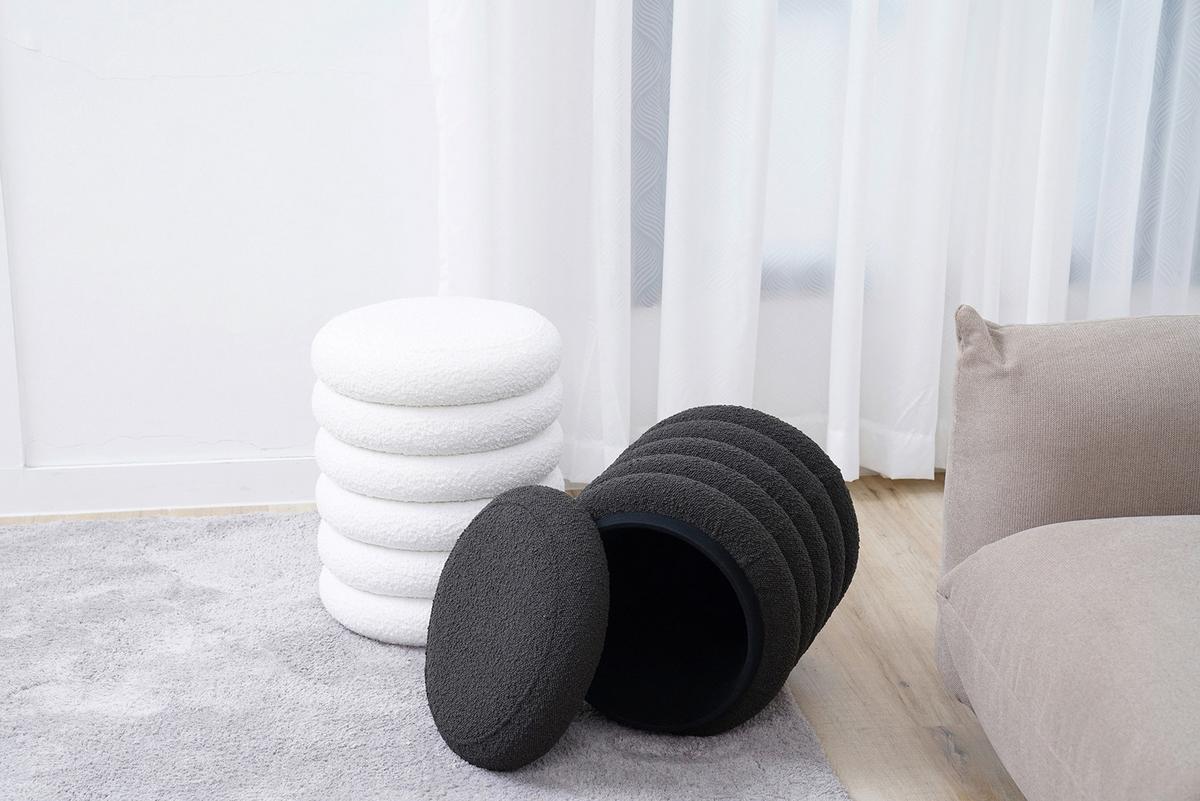 Hocker Weiß B: 38 Cm - Weiß, MODERN, Textil (38/45/38cm) - Livetastic