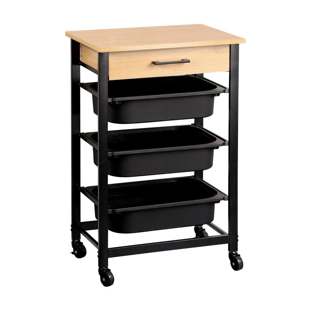 SERVIERWAGEN Schwarz/Eichefarben B: 47 cm - Eichefarben/Schwarz, Trend, Holzwerkstoff/Kunststoff (47/37/81.5cm) - Kesper