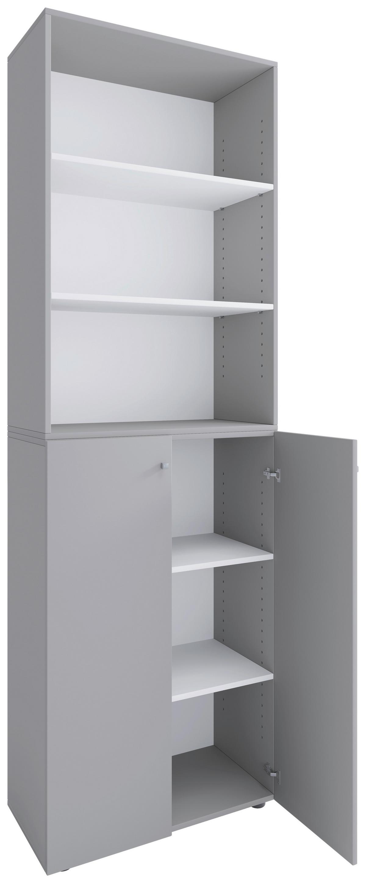 Schuhschrank Lona Grau B: 70 cm - Schwarz/Grau, Design, Holzwerkstoff (70/220/40cm) - MID.YOU