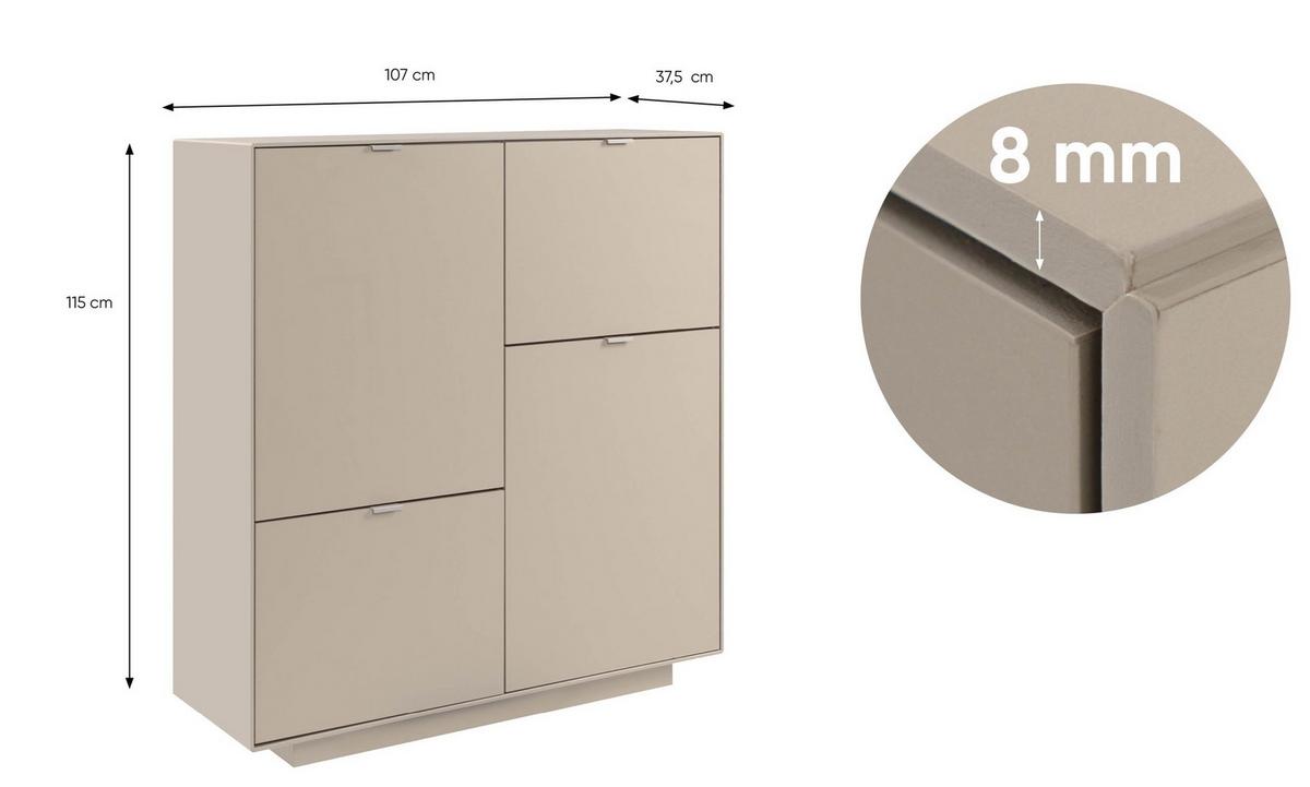 KOMMODE Sivas Sandfarben B: 107cm - Sandfarben, Design, Holzwerkstoff (107/115/37,5cm) - MID.YOU