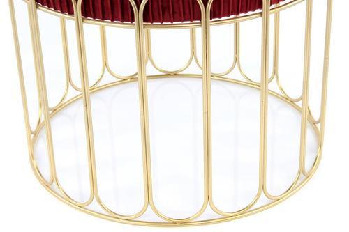 Taburet zlatá/bordeaux - zlatá/bordová, Basics, kov/textil (40/39/40cm)