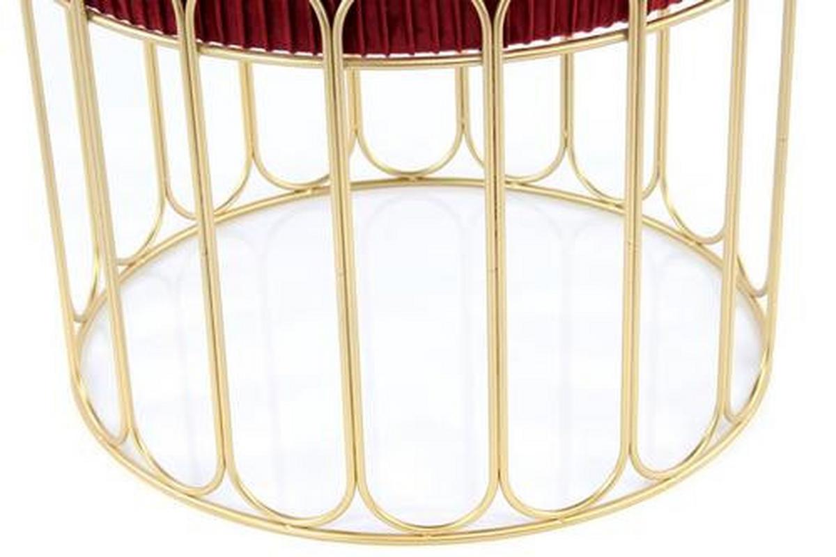 Taburet zlatá/bordeaux - zlatá/bordová, Basics, kov/textil (40/39/40cm)