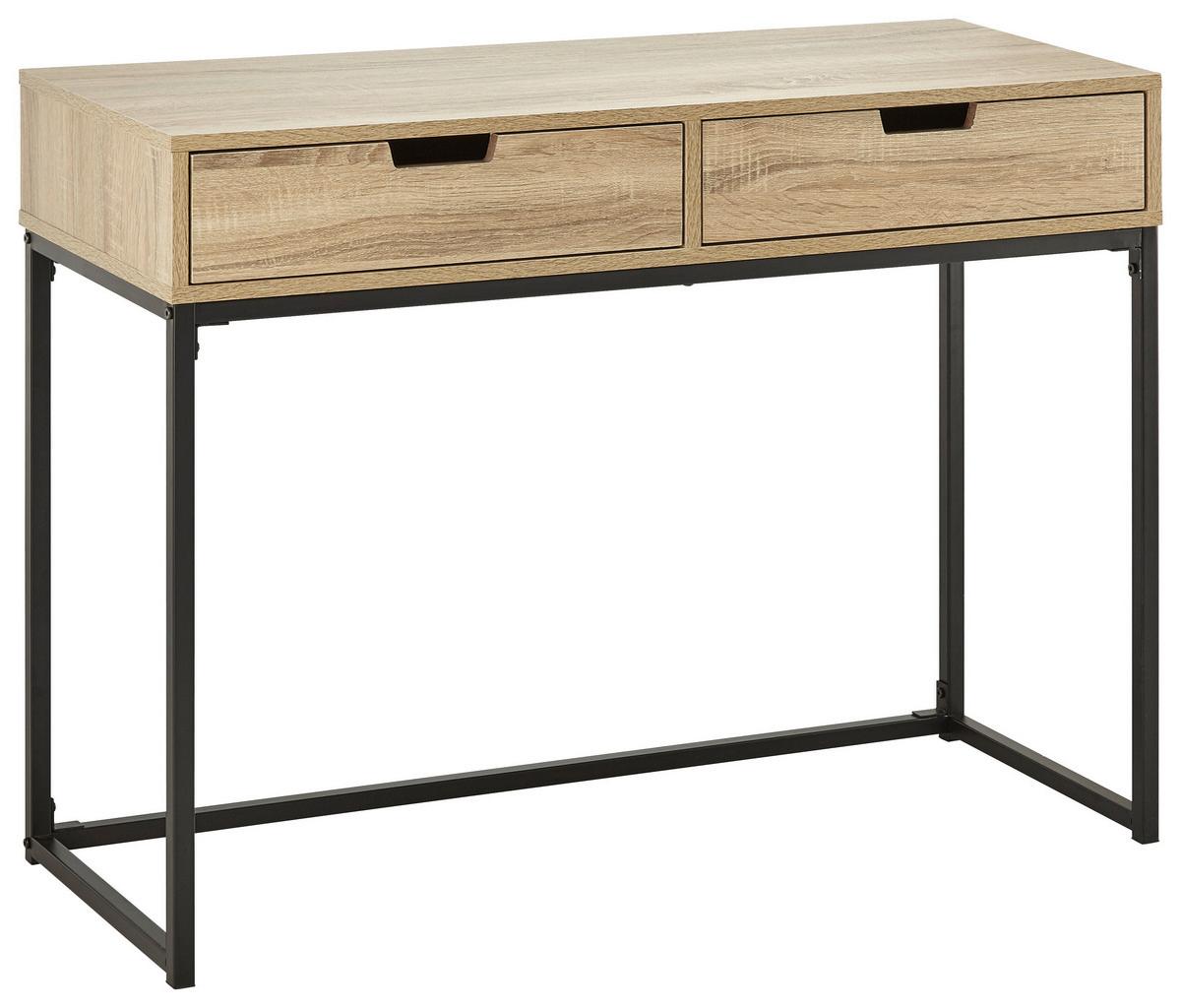 Konzolový stolek Giorgia - černá/barvy dubu, Moderní, kov/kompozitní dřevo (100/38/76cm) - Bessagi Home