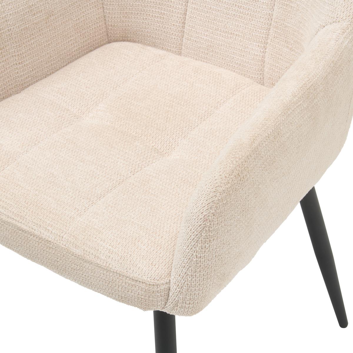 Armlehnstuhl Mira Webstoff Beige, B: 58 Cm - Beige/Schwarz, KONVENTIONELL, Textil/Metall (58/88/63cm) - MID.YOU