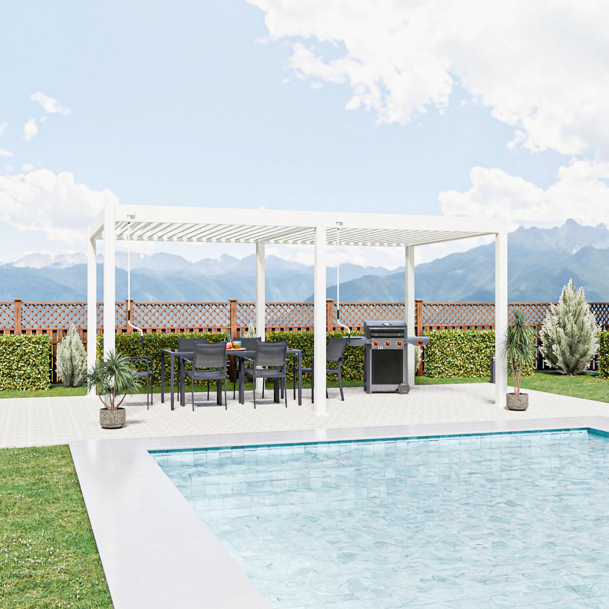 Pergola 300x530 Cm Wetterbeständig, Weiß - Weiß Hochglanz, Basics, Metall (300/255/530cm)