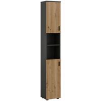 Hochschrank Mone Eiche Dekor B: 30cm - Schwarz/Eiche Artisan, Basics, Holzwerkstoff (30/192/30cm) - MID.YOU