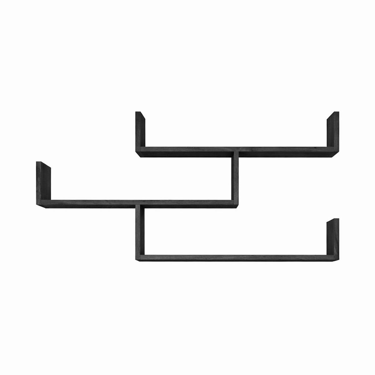 Wandregal Trio Schwarz B: 119,1cm - Schwarz, Basics, Holzwerkstoff (119,1/55/18cm)