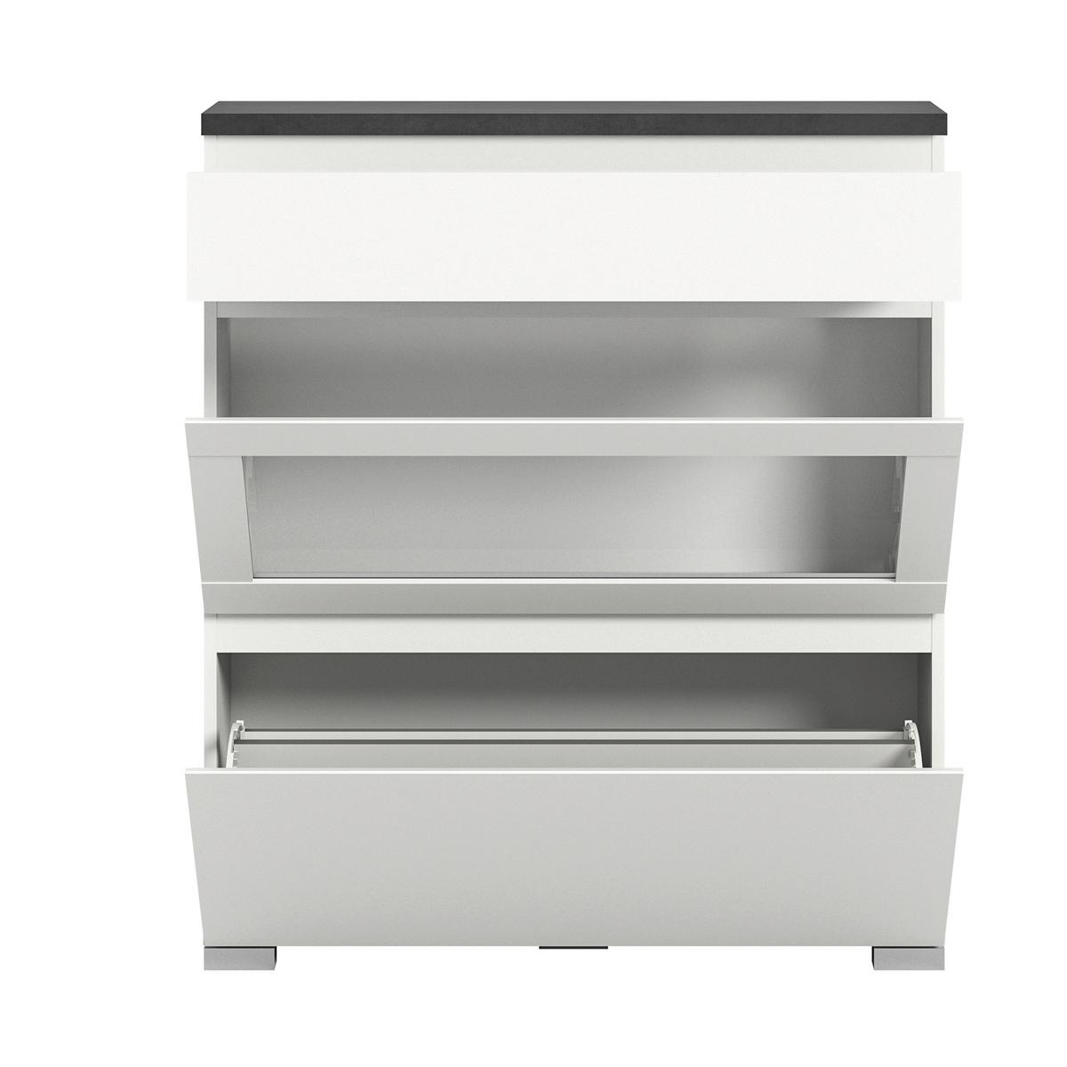 Schuhschrank Shoelove Weiß, Grau B: 95cm - Silberfarben/Weiß, MODERN (95/109/27cm)