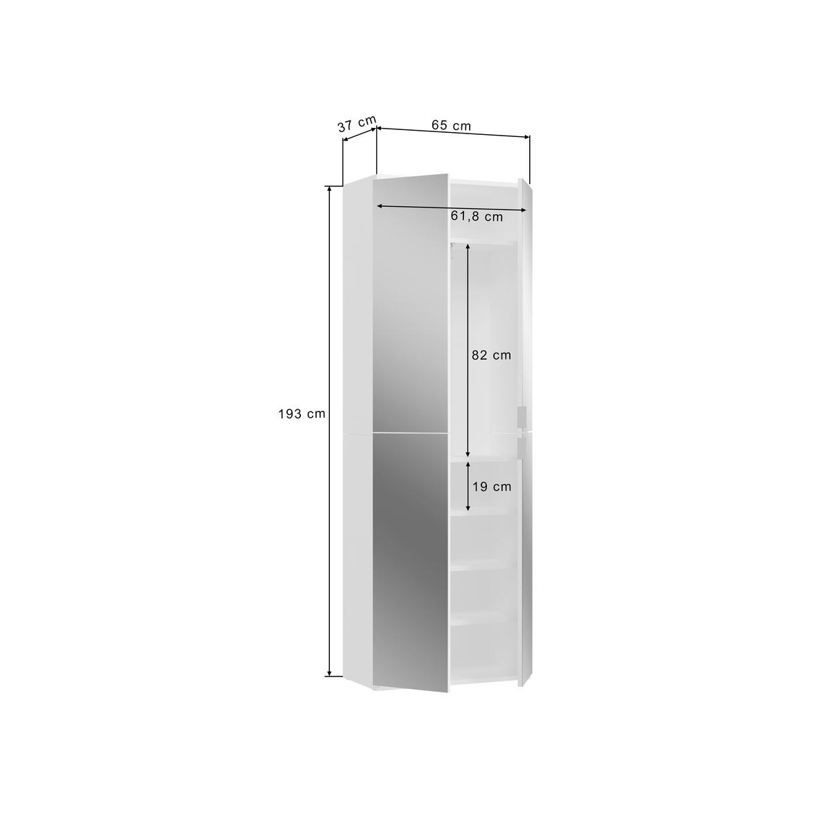 Mehrzweckschrank Projekt X Weiß Dekor Bxhxt 65x193x37 Cm - Schwarz/Weiß, MODERN, Glas/Holzwerkstoff (65/193/37cm) - MID.YOU