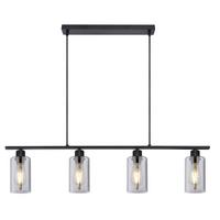 Hängeleuchte Hadera H: 120 cm 4-Flammig, Rauchglas - Schwarz, Basics, Glas/Metall (98/10/120cm) - Globo