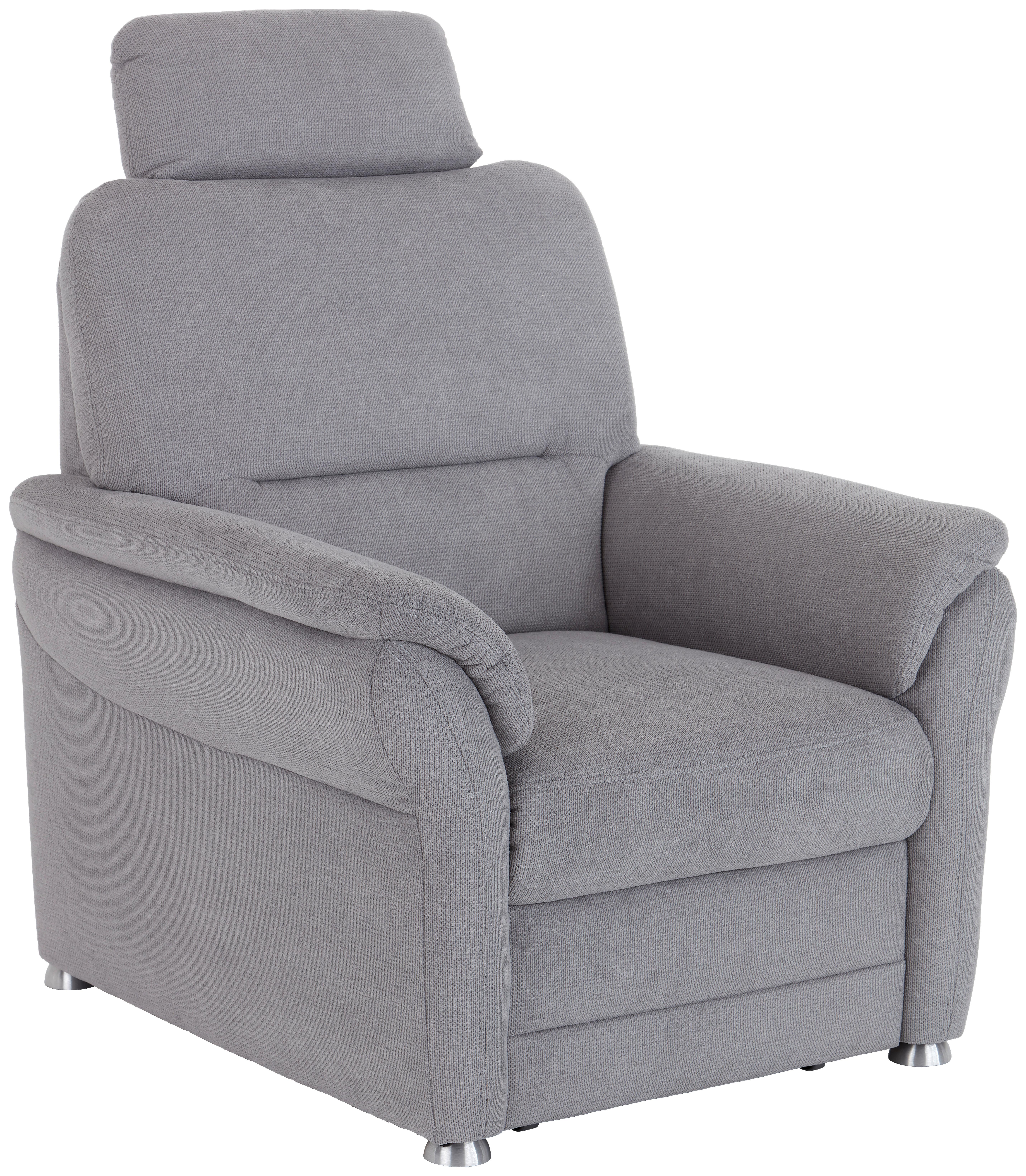 Polstersessel Mit Fußstütze Queenline Q Webstoff Grau - Silberfarben, MODERN, Holz/Holzwerkstoff (88/96/89cm) - James Wood