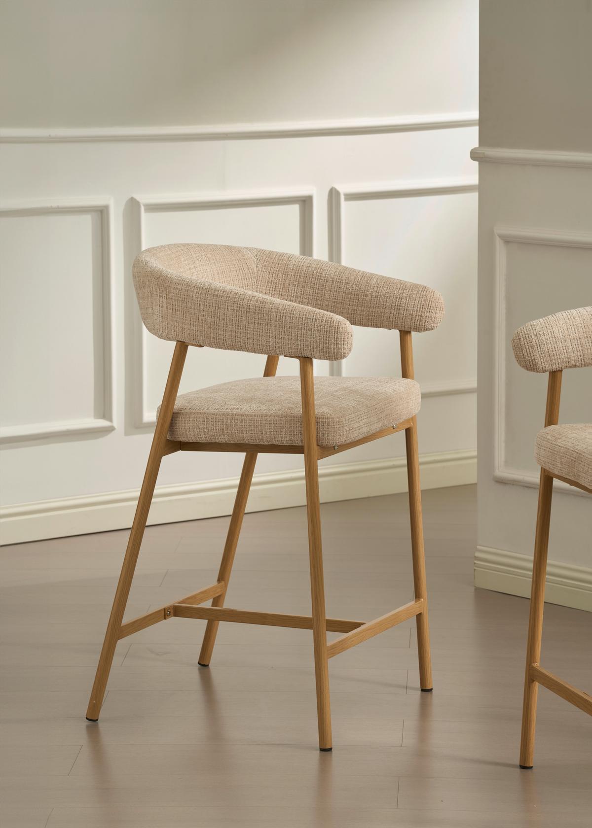Barhocker Flora Beige/Eichefarben B: 53 cm - Eichefarben/Beige, MODERN, Holz/Textil (53/93/55cm) - Livetastic