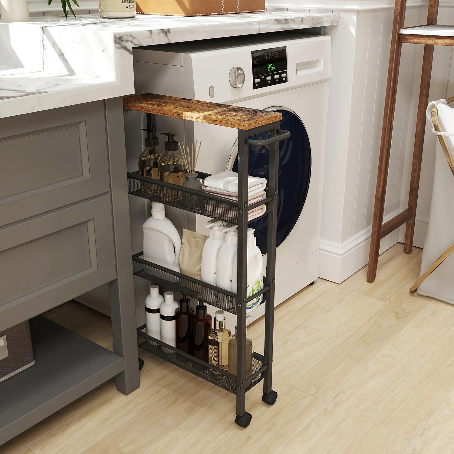 Servierwagen Rolling Cart - Schwarz/Braun, MODERN, Holzwerkstoff/Metall (45,4/13/77cm) - MID.YOU