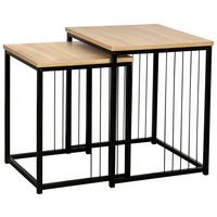 SADA PRÍRUČNÝCH STOLÍKOV NEAPL - čierna/prírodná farba, Modern, kov/kompozitné drevo (40-35/50-45/40-35cm)