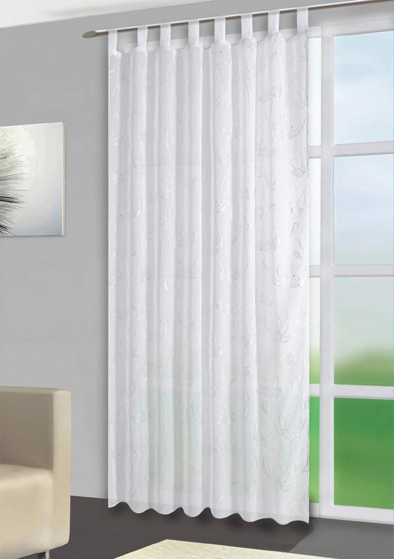 Kombivorhang transparent in Weiß silberfarben 