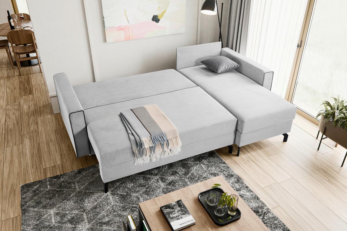 Ecksofa Marti Hellgrau S: 230x148cm - Hellgrau/Schwarz, Basics, Holz/Textil (230/148cm) - MID.YOU