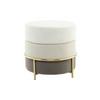 Hocker Pouf Samt Creme H: 46 Cm Rund - Goldfarben/Creme, Basics, Holzwerkstoff/Textil (48,5/46/48,5cm) - Kayoom