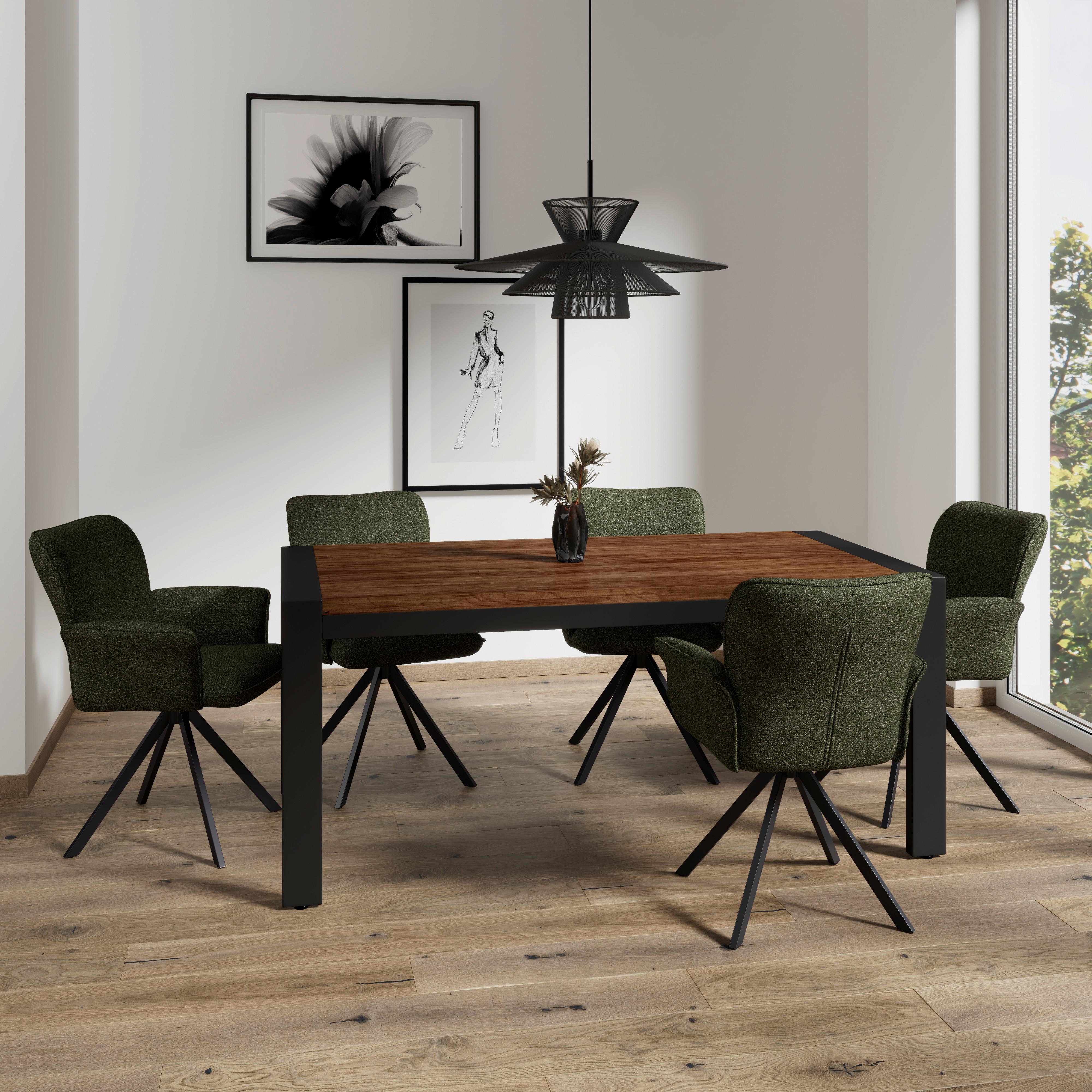 STOLIČKA S PODRÚČKAMI TESS - čierna/zelená, Modern, kov/drevo (64/90/63cm) - Bessagi Home